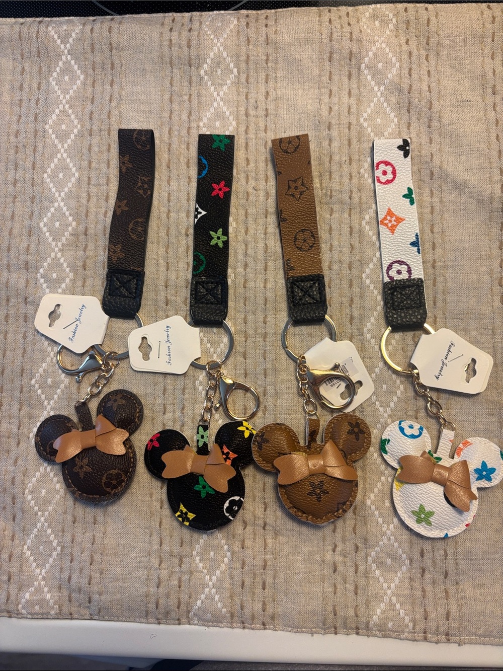 Bow Mouse head Keychain Bag Charm - Multicolor set of 4